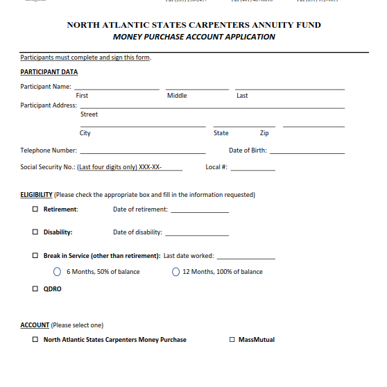 Annuity Money Purchase Application